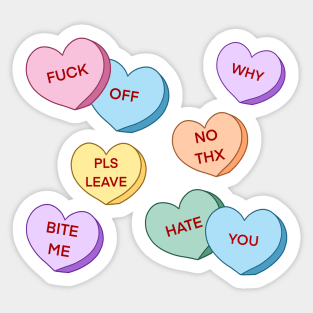 Rude Candy Hearts Pattern Sticker